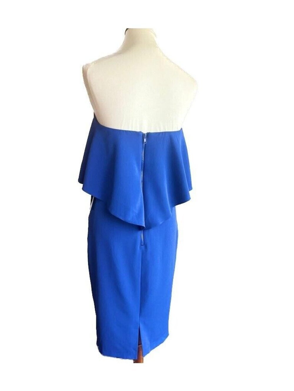 Chelsea28 Women’s Blue Surf Ruffle Strapless Stretch Crepe Sheath Dress 6 NWOT - Picture 6 of 16